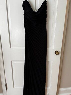 A.L.C. Bianca Strapless Pleated Maxi Dress Black Size 6 NWT